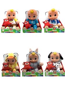 10寸搪胶头棉身cocomelon超级宝贝带4首不同主题音乐和圣诞音乐6款动物主题衣服COCO混装塞棉小熊 - OBL928987