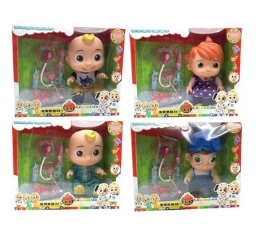 14寸搪胶cocomelon超级宝贝带4首主题音乐和圣诞主题音乐4款不同主题人物混装带听诊器小医生器材配件 - OBL928988