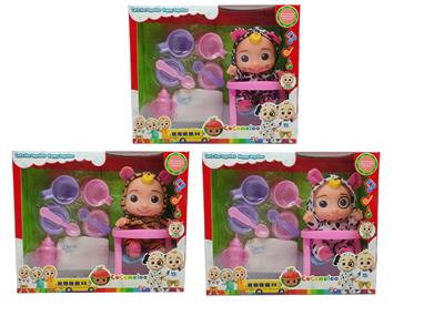 10寸搪胶cocomelon超级宝贝带4首主题音乐和圣诞主题音乐3款不同主题人物混装带过家家套装和尿不湿带学步骑 - OBL928991