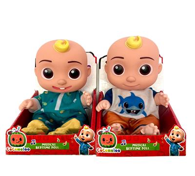 10寸带音乐全身搪胶Cocomelon宝宝JJ娃娃西瓜校巴超级宝贝带展示盒（服装2款）正版音乐90秒 - OBL929009