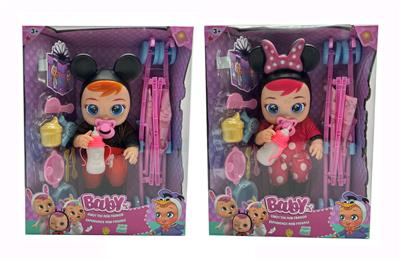 18寸搪胶米奇、米妮哭泣娃娃带四声音乐cry Babies-Tutti Fritti带流眼泪功能，带吸水奶瓶，带奶嘴，带推车，带梳子吸塑配件 2款混装 - OBL929025