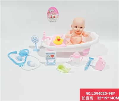 11.5寸全身搪胶娃娃配大浴缸洗澡套装 - OBL938464