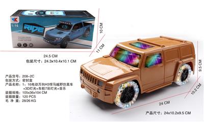 1：16电动万向H3悍马仿真越野车+3D灯光音乐+七彩四轮灯光 - OBL945788