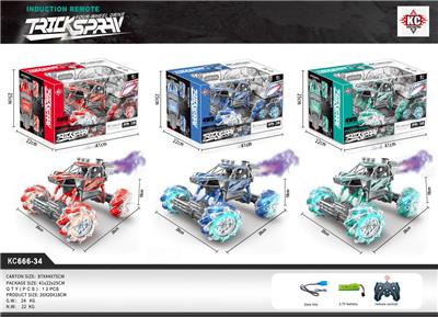 1：14喷雾横行合金攀爬车带灯光音乐（带单遥控，红 蓝 绿3色混装） - OBL947559