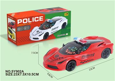 电动3D万向警车（
法拉利） 带灯光
音乐 (红、白二色
混装) - OBL950585