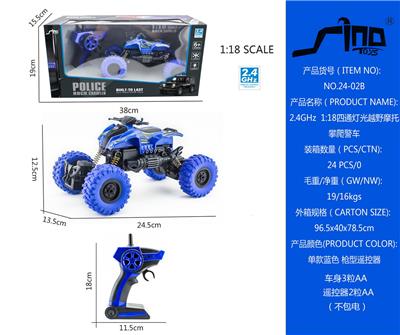 2.4GHz  1:18四通灯光越野摩托攀爬警车 - OBL951397