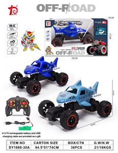 四通鲨鱼带灯光遥控车2色混装 - OBL952002