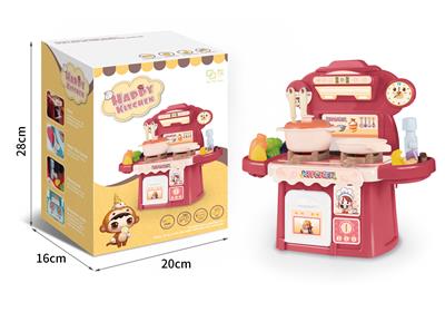 出水声音灯光过家家餐台（红色）（30PCS) - OBL952130