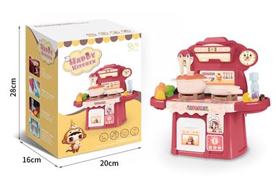 出水声音灯光过家家餐台（红色）(50PCS) - OBL952133