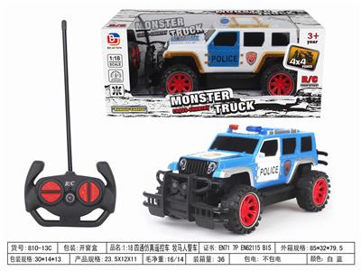 1:18四通越野遥控车   牧马人警车  不带电 - OBL952548
