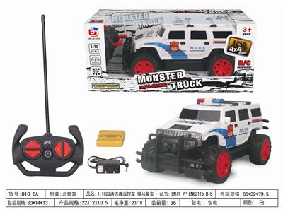1:18四通仿真遥控车 悍马警车 带电 - OBL952566