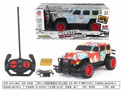 1:18四通越野遥控车   牧马人涂鸦 带电 - OBL952577