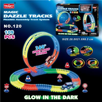 电动灯光夜光旋转过山车轨道套装109PCS（不包电） - OBL953721