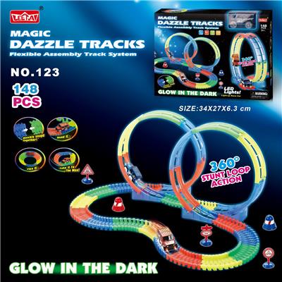 电动灯光夜光旋转过山车轨道套装148PCS（不包电） - OBL953723