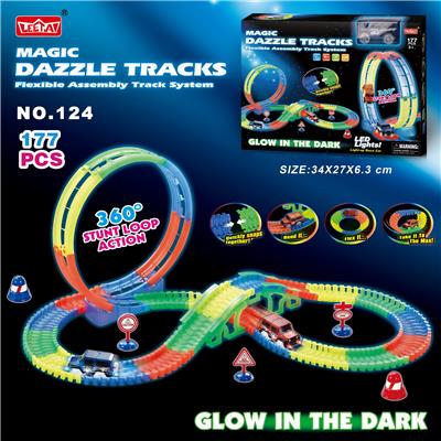 电动灯光夜光旋转过山车轨道套装177PCS（不包电） - OBL953724