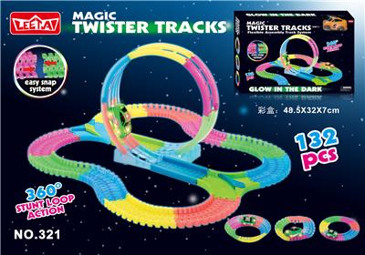 电动灯光夜光旋转过山车轨道车132PCS（不包电） - OBL953739