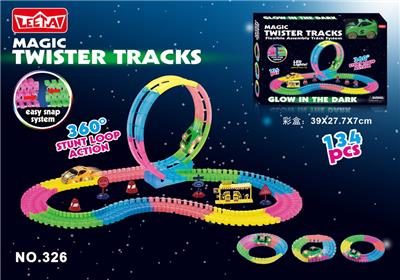 电动灯光夜光旋转过山车轨道车134PCS（不包电） - OBL953743