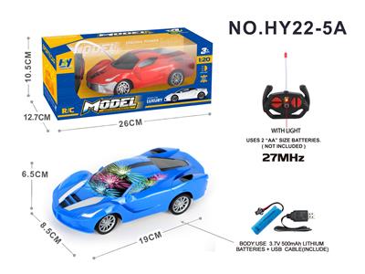 1:20四通带3D灯光法拉利遥控车（包电）红、蓝2色混装 - OBL954669