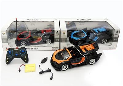 1:12 5通仿真一键开三门新款敞篷布加迪遥控车带灯光带充电 - OBL956273