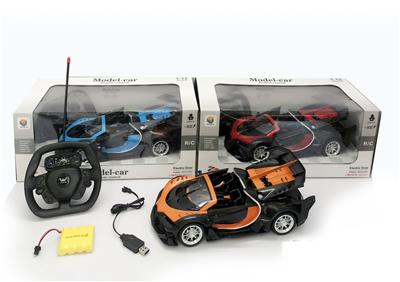 1:12 5通仿真一键开三门新款敞篷布加迪遥控车带灯 配动力感应遥控器(不包电） - OBL956275