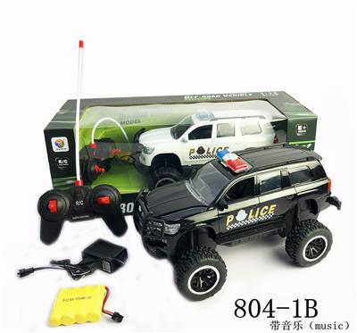 1:12 4通仿真丰田越野明窗兰德酷路泽警车带灯光带充电带音乐 - OBL956277