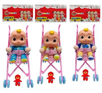 14寸搪胶头棉身cocomelon超级宝贝带主题音乐4首不同的主题音乐和圣诞音乐COCO带着毛绒塞棉小熊带大号推车,三款混装。都是正版音乐60秒 - OBL957938