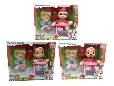 第3代10寸搪胶头棉身cocomelon超级宝贝带4首不同主题音乐和圣诞音乐3款毛绒圣诞COCO不同主题人物混装塞棉小熊米奇家具 - OBL958095