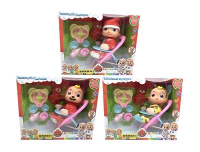 第3代10寸搪胶头棉身cocomelon超级宝贝带4首不同主题音乐和圣诞音乐3款毛绒圣诞COCO不同主题人物混装塞棉小熊米奇家具 - OBL958096