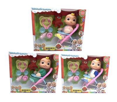 第3代10寸搪胶头棉身cocomelon超级宝贝带4首不同主题音乐和圣诞音乐3款毛绒圣诞COCO不同主题人物混装塞棉小熊米奇家具 - OBL958097