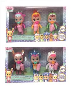 6寸开窗盒实身会流眼泪第二代哭泣娃娃（3只装） - OBL960197