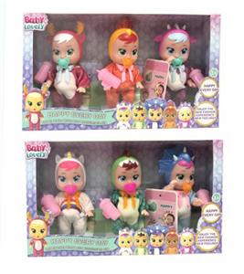 6寸开窗盒实身会流眼泪第二代哭泣娃娃（3只装） - OBL960198