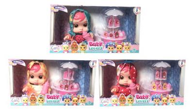 10寸开窗盒搪胶身喝水流泪水果哭泣娃娃（带音乐）4声音乐 - OBL960202