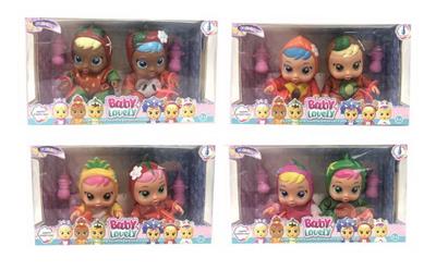 10寸开窗盒搪胶会流眼泪水果哭泣娃娃2只装带音乐4声音乐 - OBL960203