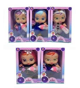 第7代14寸搪胶冰雪哭泣娃娃带四声音乐cry Babies-Tutti Fritti带流眼泪功能，带吸水奶瓶，带奶嘴  3款毛绒布料版哭泣娃娃混装 - OBL960691