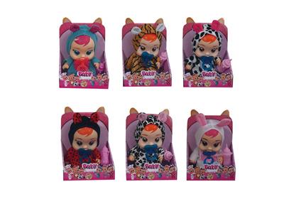 10寸哭泣娃娃全身搪胶身体带4声音乐器喝水流眼泪功能带奶瓶奶嘴6款混装 - OBL960815