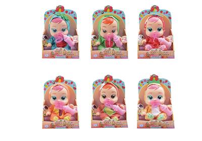 10寸水果哭泣娃娃全身搪胶身体带4声音乐器喝水流眼泪功能带奶瓶奶嘴6款混装 - OBL960816