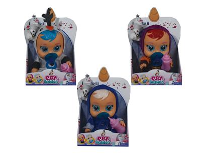 10寸全身搪胶冰雪哭泣娃娃带雪宝奶瓶带4声音乐器喝水流眼泪功能3款混装 - OBL960822