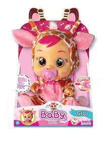 第6代14寸长颈鹿搪胶哭泣娃娃带四声音乐cry Babies-Tutti Fritti动物系列带流眼泪功能，带吸水奶瓶，带奶嘴 - OBL960826