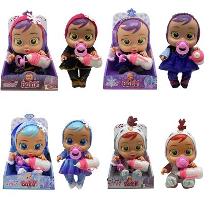第7代14寸搪胶冰雪哭泣娃娃带四声音乐cry Babies-Tutti Fritti带流眼泪功能，带吸水奶瓶，带奶嘴  毛绒布料哭泣娃娃混装 - OBL960839