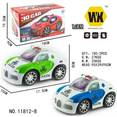 Q版布加迪明窗七彩灯光电动警车 - OBL961041