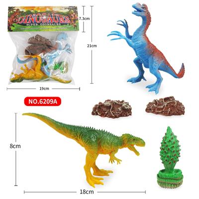 侏罗纪世界3：统治-PVC模型套装7寸镰刀龙+7寸南方巨兽龙+火之花银剑菊+2块恐龙化石模型 - OBL962149