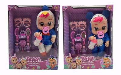 18寸搪胶唐老鸭、叮当猫哭泣娃娃带四声音乐cry Babies-Tutti Fritti带流眼泪功能，带吸水奶瓶，带奶嘴，带眼镜吸塑配件  2款毛绒布料版哭泣娃娃混装 - OBL964669