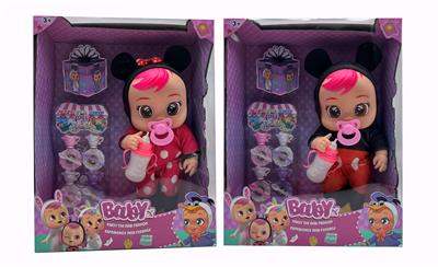 18寸搪胶米奇、米妮哭泣娃娃带四声音乐cry Babies-Tutti Fritti带流眼泪功能，带吸水奶瓶，带奶嘴，带杯子吸塑配件 2款毛绒布料版哭泣娃娃混装 - OBL964671