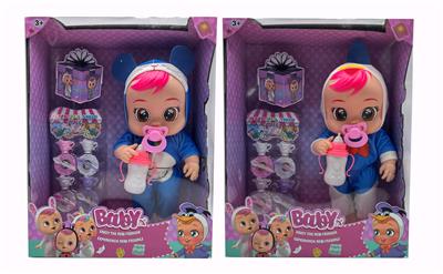 18寸搪胶叮当猫、唐老鸭哭泣娃娃带四声音乐cry Babies-Tutti Fritti带流眼泪功能，带吸水奶瓶，带奶嘴，带杯子吸塑配件 2款毛绒布料版哭泣娃娃混装 - OBL964673