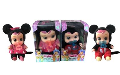 迪士尼米琪米妮9寸搪胶哭泣娃娃带4声音乐DAD .Mother.Angry.Cry带奶嘴娃娃带流眼泪功能 - OBL967410