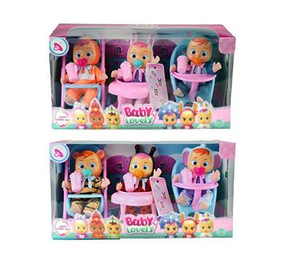 6寸搪胶独角兽哭泣娃娃带流眼泪功能带奶瓶，带奶嘴，带领巾，3款不同坐骑配件6款混装 - OBL967491