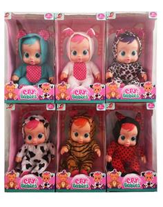 10寸搪胶哭泣娃娃会喝水真流眼泪带四声音乐DAD .Mother.Angry.Cry带奶瓶6款混装 - OBL967494