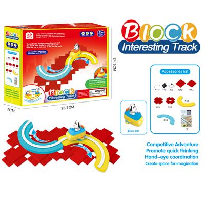 电动卡通积木轨道-蝴蝶跑道配蓝色飞船（39PCS)不包电 - OBL967828