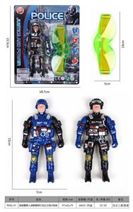 警察人加眼镜带灯光红兰双闪包电 - OBL968078