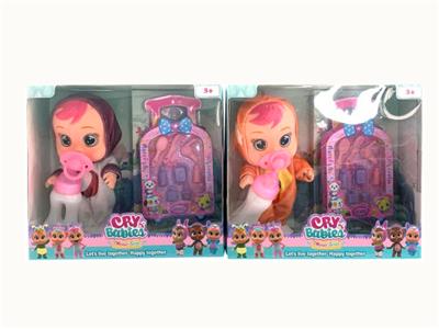 8寸Cry baby搪胶哭泣水果娃娃带奶瓶会喝水流眼泪带洗漱品带音乐（多款多色） - OBL972758